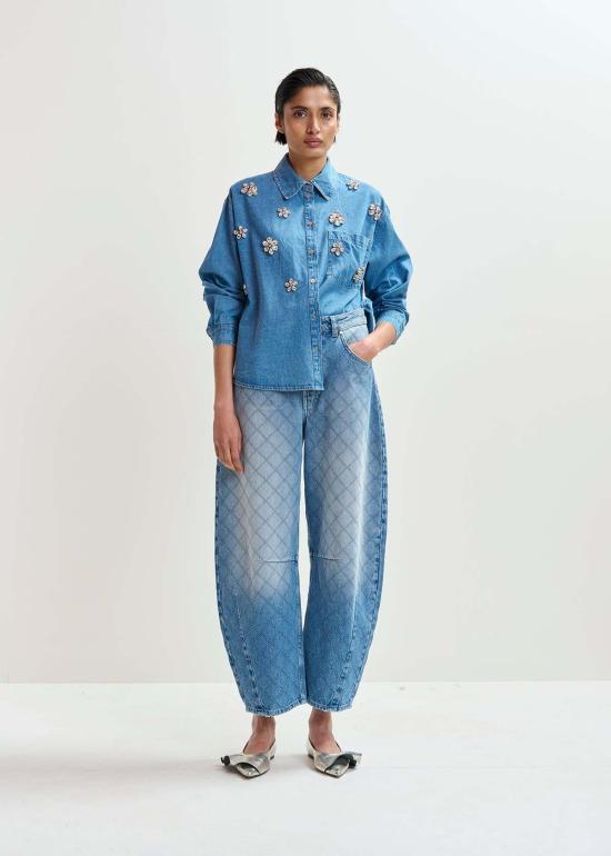  에센셜앤트워프 데님 팬츠 Essentiel Antwerp Katsu 배럴 레그 진 아쿠아마린