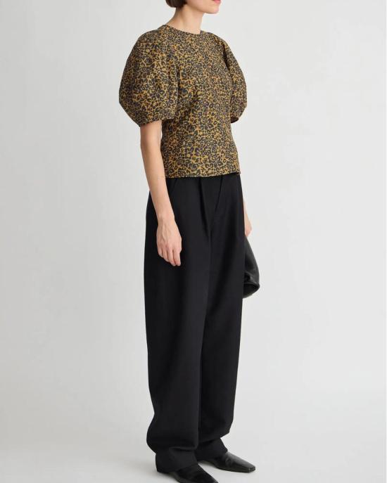  어피스 어파트 반팔 티셔츠 Apiece Apart Lino Top Leo Floral Midnight - APIECE APART