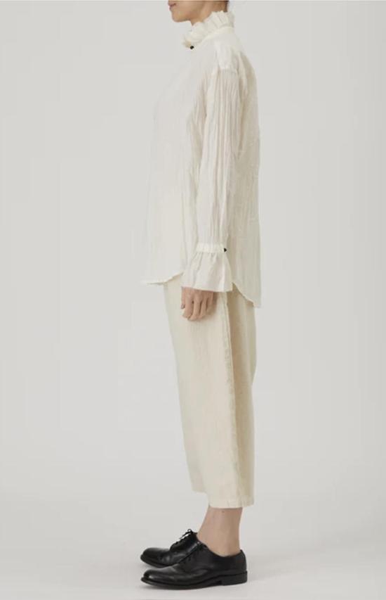  파드칼레 블라우스 Pas De Calais 코튼 론 러플 - PAS DE CALAIS