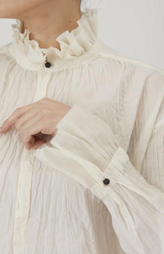  파드칼레 블라우스 Pas De Calais 코튼 론 러플 - PAS DE CALAIS