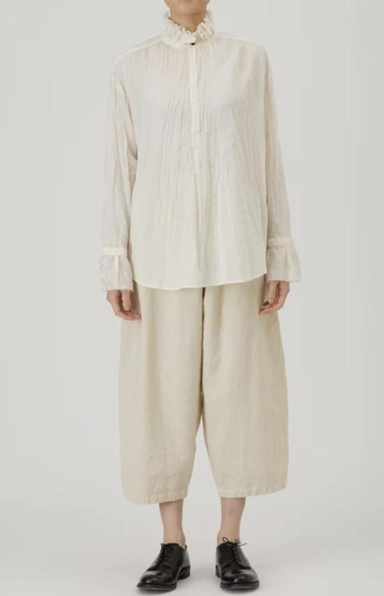 파드칼레 블라우스 Pas De Calais 코튼 론 러플 - PAS DE CALAIS