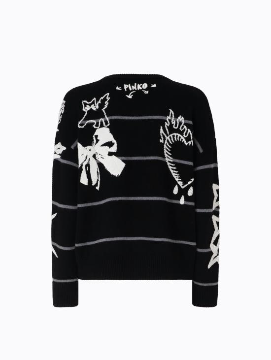 26FW 핑코 스웨터 Lana con Ricami Punk Nero의 말리아 - PINKO