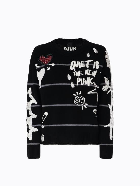 26FW 핑코 스웨터 Lana con Ricami Punk Nero의 말리아 - PINKO