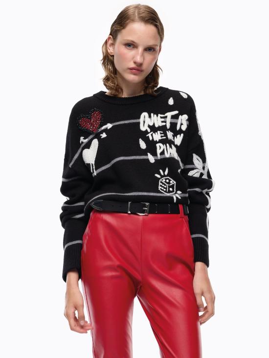 26FW 핑코 스웨터 Lana con Ricami Punk Nero의 말리아