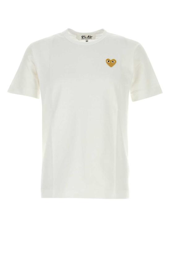 26FW 꼼데가르송 골드하트 와펜 반팔티 AXT216051 WHITE