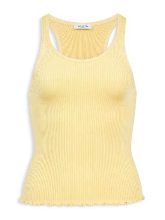 26FW 알라이아 민소매 티셔츠 AA9H1505K232D 239 YELLOW
