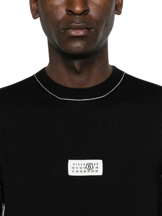26FW MM6 메종마르지엘라 콘트라스트 스티치 뉴메릭 울 점퍼 SH0HL0017 M13037900 BLACK - MM6 MAISON MARGIELA