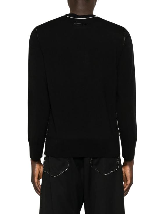 26FW MM6 메종마르지엘라 콘트라스트 스티치 뉴메릭 울 점퍼 SH0HL0017 M13037900 BLACK - MM6 MAISON MARGIELA