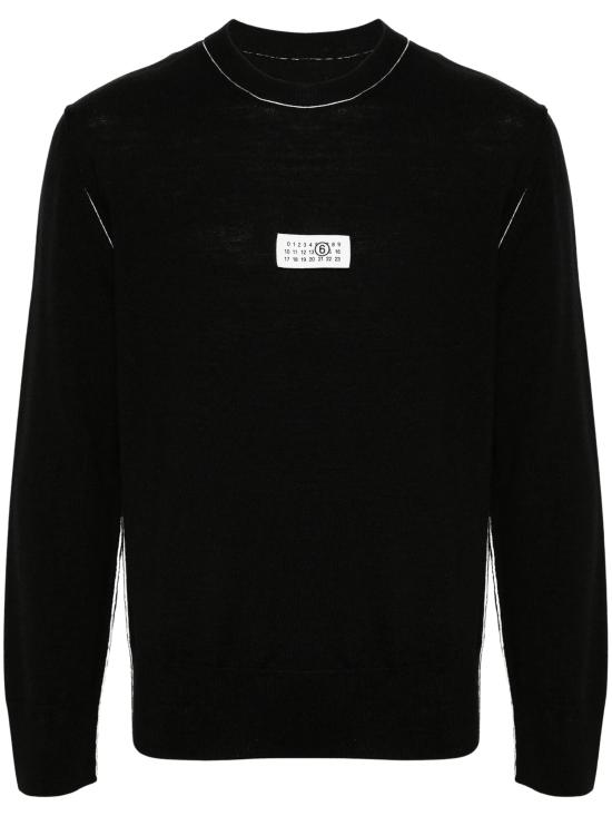 26FW MM6 메종마르지엘라 콘트라스트 스티치 뉴메릭 울 점퍼 SH0HL0017 M13037900 BLACK