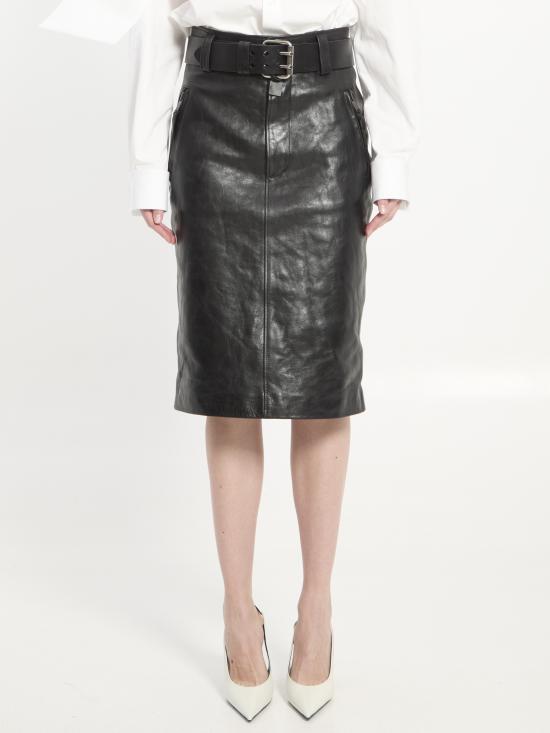 26FW 생로랑 미디 스커트 865021 BLACK