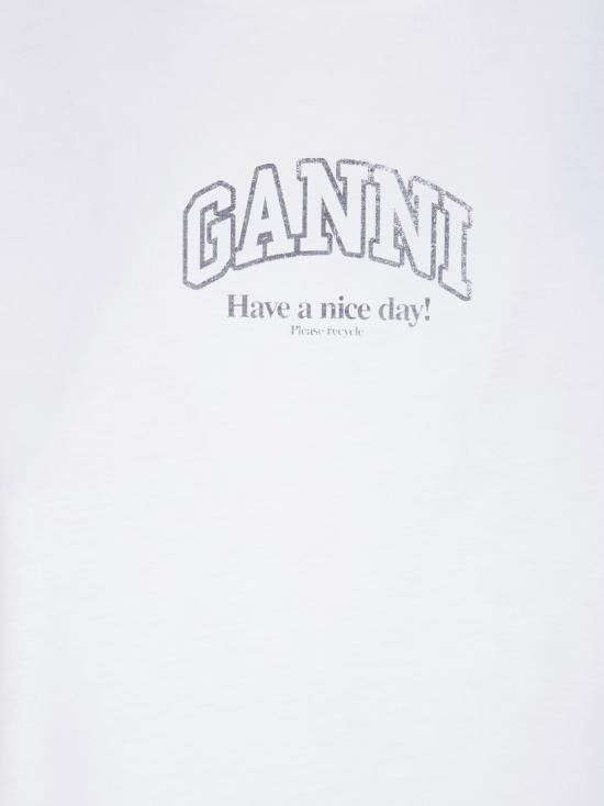 26FW 가니 로고 에센셜 티셔츠 A1050057 151 Bright White - GANNI