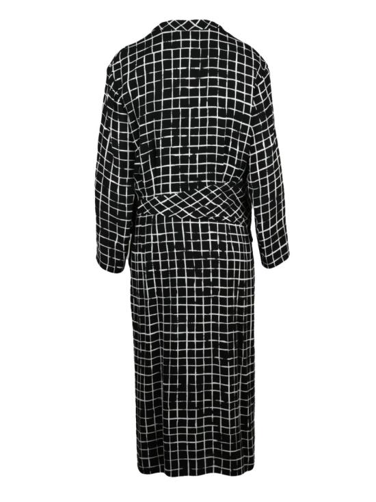 25FW 드리스 반 노튼 미디 원피스 블랙/화이트 벨트 장식 비스코스 격자무늬 미디 드레스 - DRIES VAN NOTEN