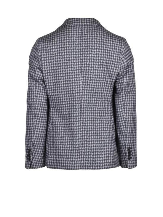 25FW 치르콜로1901 수트 자켓 블루/그레이 하운드투스 패턴 스트레치 코튼 라운드 블레이저 - CIRCOLO 1901