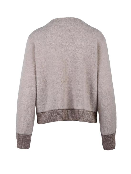 25FW 카오스 니트웨어 핑크빛 광택 라메 폴리아미드 혼방 크루넥 스웨터 - KAOS