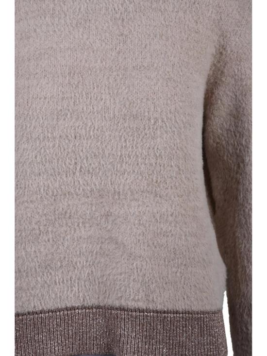 25FW 카오스 니트웨어 핑크빛 광택 라메 폴리아미드 혼방 크루넥 스웨터 - KAOS