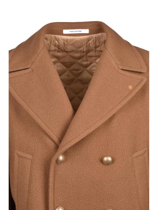 25FW 딸리아토레 수트 자켓 브라운 퀼팅 울 혼방 더블 브레스트 코트 - TAGLIATORE