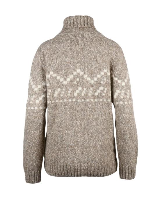 25FW Officina Filati 니트웨어 베이지색 기하학적 무늬 면 혼방 터틀넥 스웨터 - OTHER BRANDS