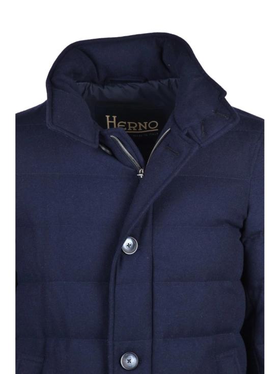 25FW 에르노 패딩 미드나잇 블루 퀼팅 캐시미어 혼방 다운 코트 - HERNO
