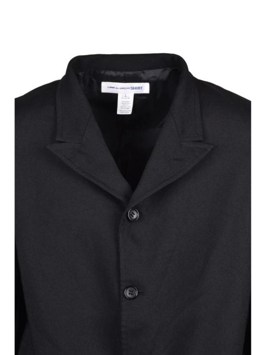 25FW 꼼데가르송 자켓 블랙 안감 없는 폴리에스터 블레이저 - COMME DES GARCONS