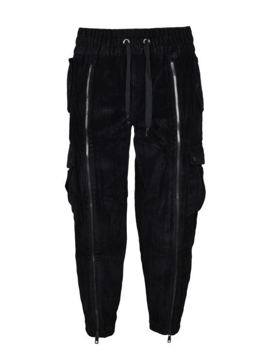 25FW 돌체앤가바나 트레이닝/조거 팬츠 와이드 레그 실루엣과 실용적인 디테일을 갖춘 벨벳 카고