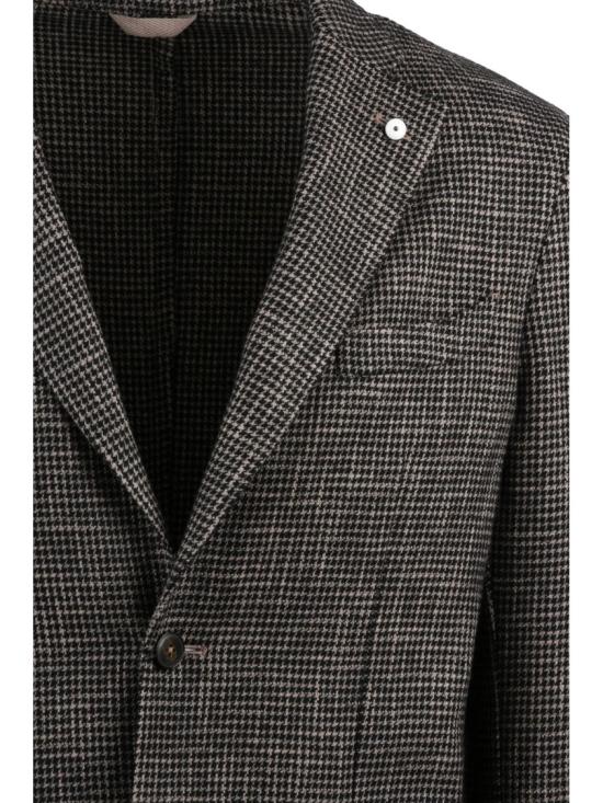 25FW 엘비엠 수트 자켓 체크 무늬가 있는 노치 라펠 테일러드 블레이저 - L.B.M.