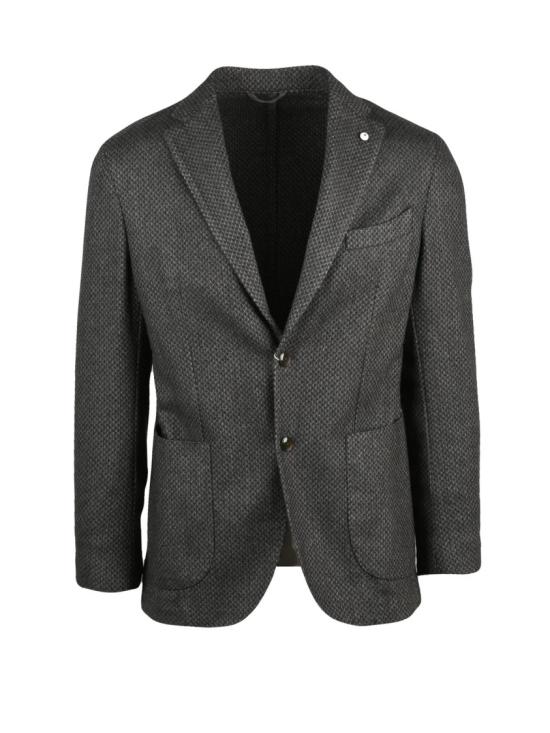 25FW 엘비엠 수트 자켓 곡선형 재킷, 질감 있는 원단, 버튼 여밈