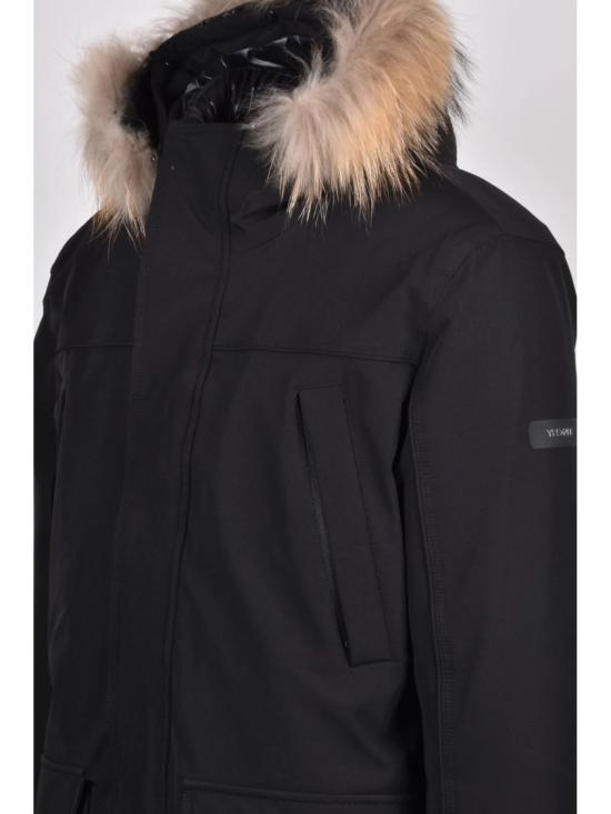25FW Yes Zee 패딩 블랙 퍼 트리밍 후드 스트레치 나일론 다운 재킷 - OTHER BRANDS