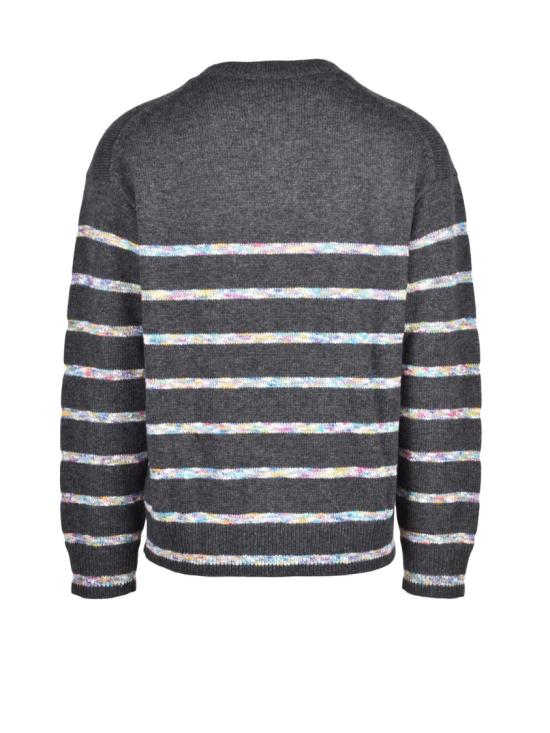 25FW 폴 스미스 니트웨어 회색 줄무늬 울 혼방 크루넥 스웨터 - PAUL SMITH