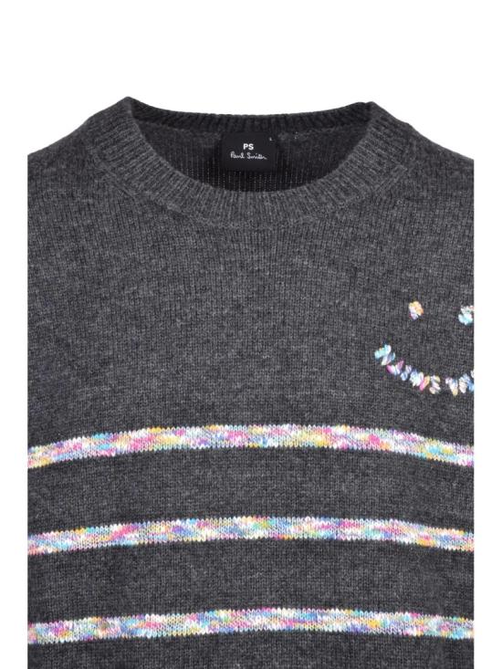 25FW 폴 스미스 니트웨어 회색 줄무늬 울 혼방 크루넥 스웨터 - PAUL SMITH