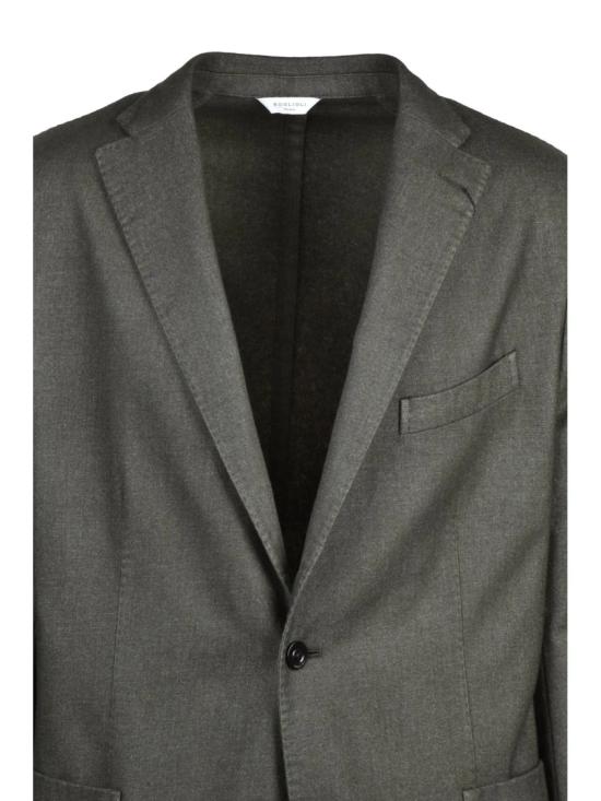25FW 볼리올리 수트 자켓 녹색 라운드넥 맞춤형 울 혼방 재킷 - BOGLIOLI