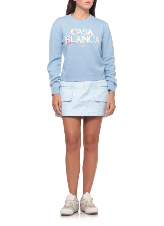 26FW 카사블랑카 스웨터 WAW26KW143501 MERINO STACKED LOGO CELESTE - CASABLANCA
