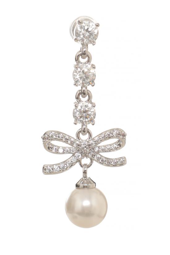 26FW 셀프 포트레이트 이어링 AW26600ESL BOW CRYSTAL CHARMSILVER - SELF PORTRAIT