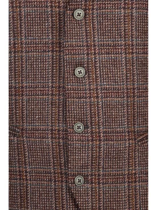 25FW Old Crest 수트 자켓 갈색/녹색 체크무늬 맞춤형 울 혼방 조끼 - OTHER BRANDS