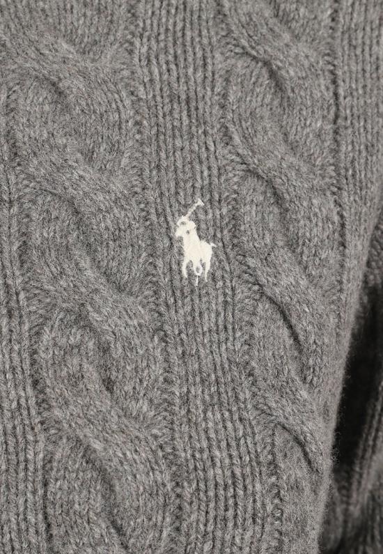 26FW 폴로 랄프로렌 로고 자수 크루넥 가디건 211972104 500 Grey - POLO RALPH LAUREN