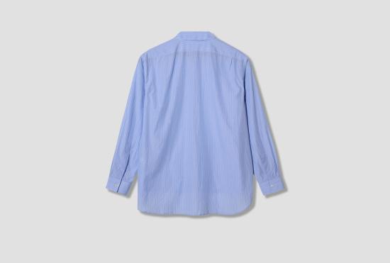 26FW 살롱 씨 룬드만 셔츠 스탠드 칼라  - 가는 파란색 스트라이프 CL510 - SALON C. LUNDMAN