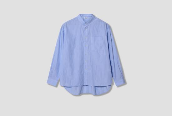 26FW 살롱 씨 룬드만 셔츠 스탠드 칼라  - 가는 파란색 스트라이프 CL510