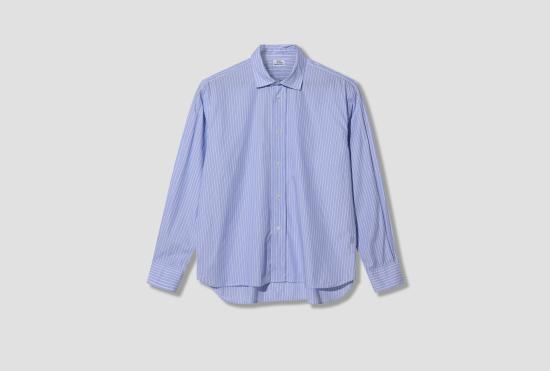 26FW 살롱 씨 룬드만 셔츠 더블 칼라  - 선명한 파란색 줄무늬 CL504