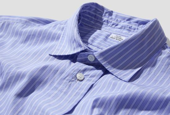 26FW 살롱 씨 룬드만 셔츠 더블 칼라  - 선명한 파란색 줄무늬 CL504 - SALON C. LUNDMAN