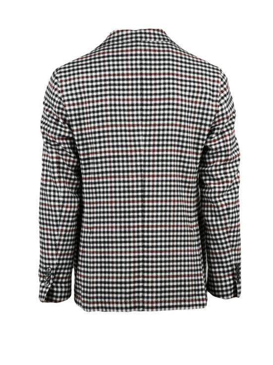 25FW 엘비엠 수트 자켓 둥근 체크무늬 재킷, 버튼 여밈, 맞춤형 핏 - L.B.M.