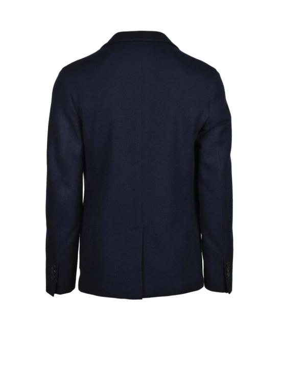25FW 슬로웨어 수트 자켓 블루 컬러, 안감 없는 라운드넥 버진 울 혼방 블레이저 - SLOWEAR
