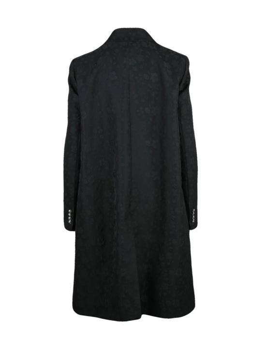 25FW 랑방 코트 우아한 버튼 여밈과 꽃무늬 자카드 패턴이 돋보이는 짧은 블랙 - LANVIN