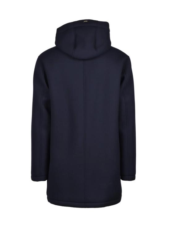 25FW 에르노 패딩 네오프렌 질감의 블루 비스코스 헤르노 오버코트 - HERNO