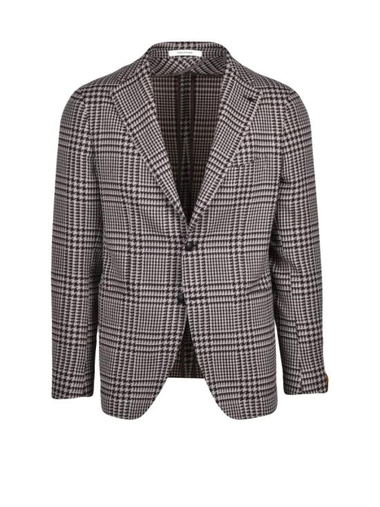 25FW 딸리아토레 수트 자켓 브라운/베이지 체크 무늬 라운드넥 버진 울 재킷