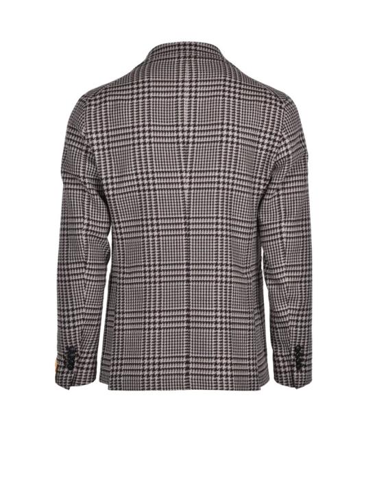 25FW 딸리아토레 수트 자켓 브라운/베이지 체크 무늬 라운드넥 버진 울 재킷 - TAGLIATORE