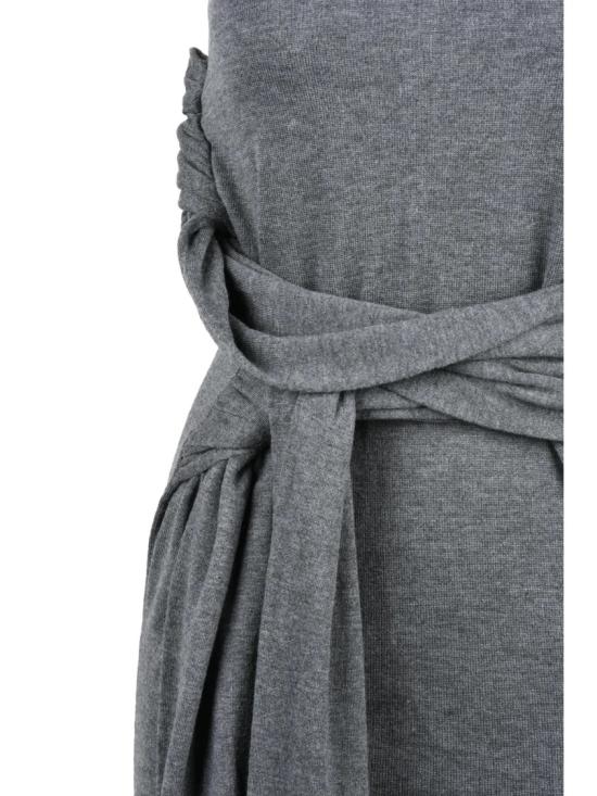 25FW JW앤더슨 미디 원피스 비대칭 밑단과 조각적인 벨트가 돋보이는 긴 니트 드레스 - JW ANDERSON