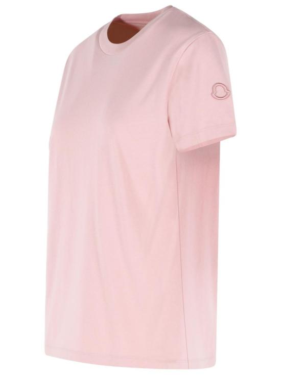 26SS 몽클레어 자수 로고 코튼 티셔츠 093 8C000 29 89AUO 51E Pink - MONCLER