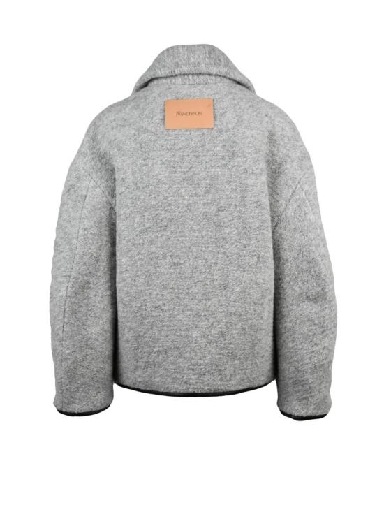 25FW JW앤더슨 자켓 퀼팅 안감이 있는 질감 있는 울 혼방 지퍼 코트 - JW ANDERSON