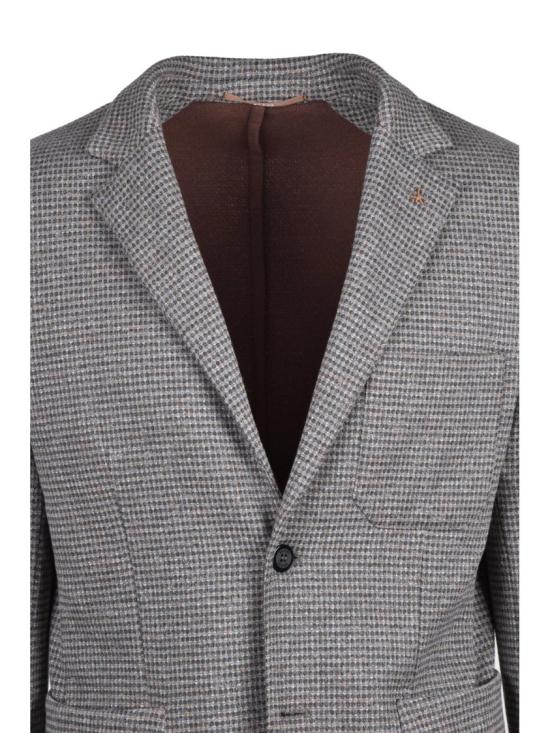 25FW At.P.Co Wardrobe 수트 자켓 회색/베이지색 체크무늬 라운드넥 폴리에스터 혼방 재킷 - OTHER BRANDS