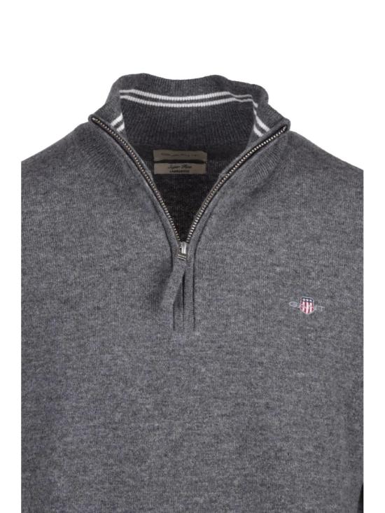 25FW 간트 니트웨어 골지 디테일이 있는 하프집업 울 스웨터 - GANT