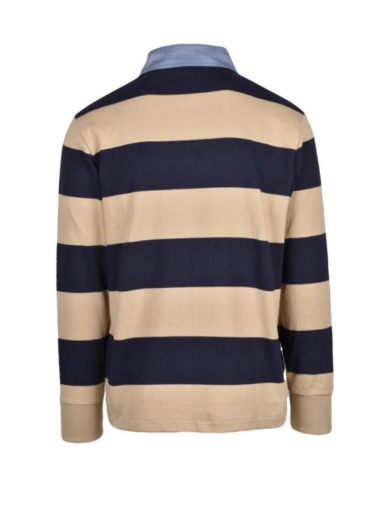 25FW 간트 폴로 티셔츠 베이지/블루 투톤 통기성 면 폴로 셔츠 - GANT